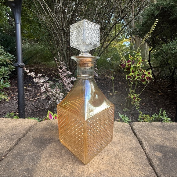 VTG Old Forester Decanter Marigold Carnival Diamond Hobnail Glass EUC - Picture 4 of 7